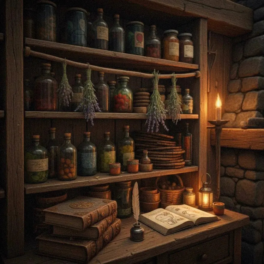 Dark academia aesthetic shelves