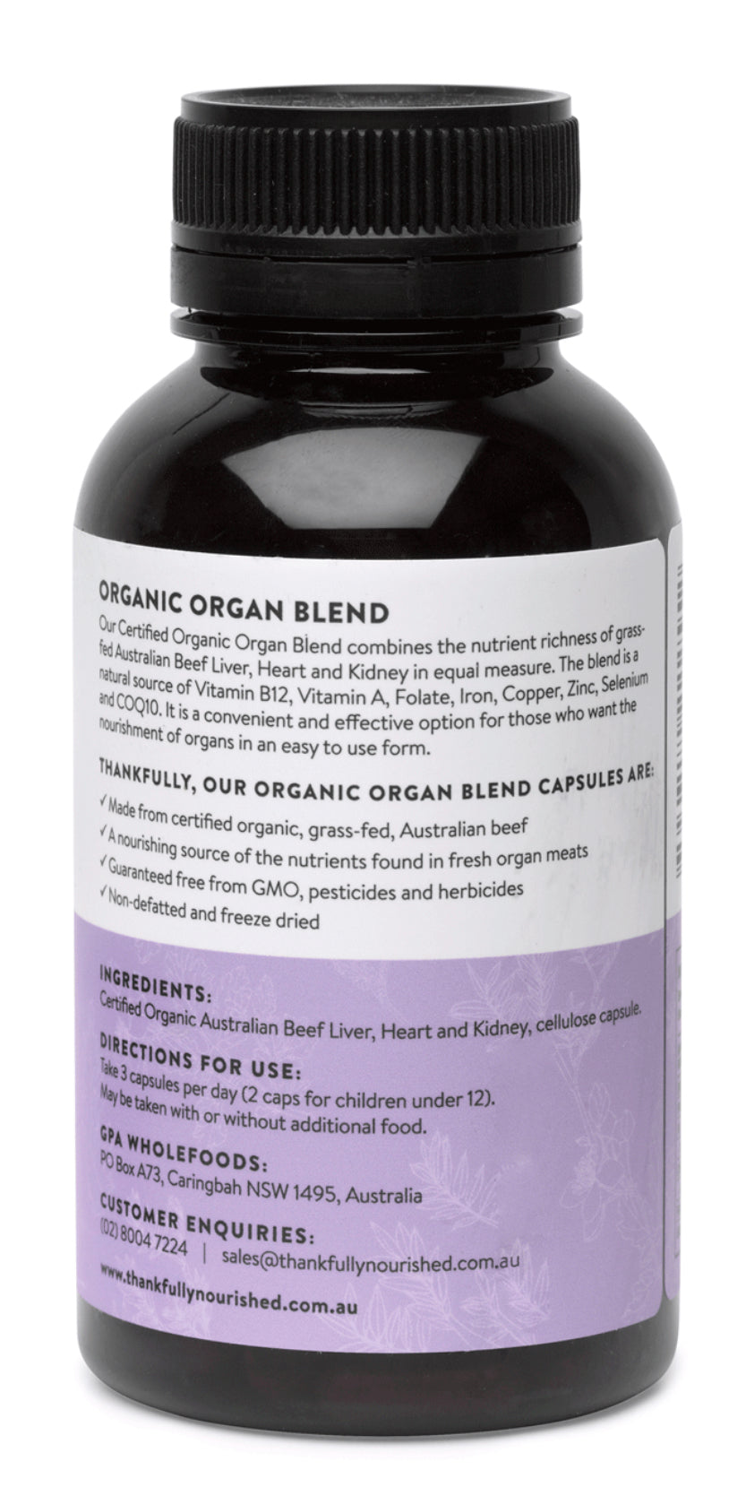 Thankfully Nourished Organic Organ Blend 180 caps