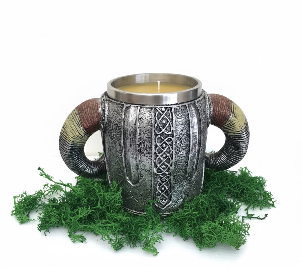 Viking Skull Mug Beeswax Candle