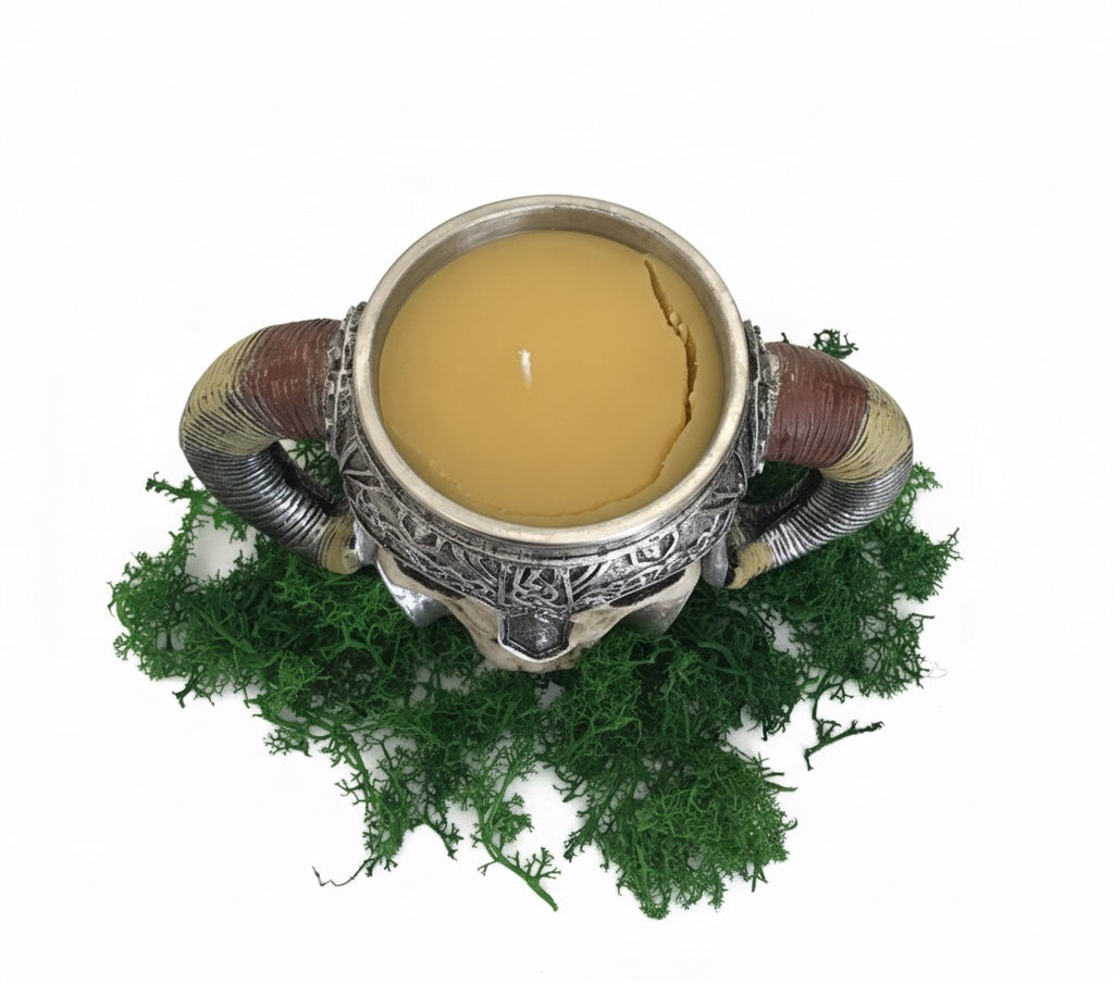 Viking Skull Mug Beeswax Candle