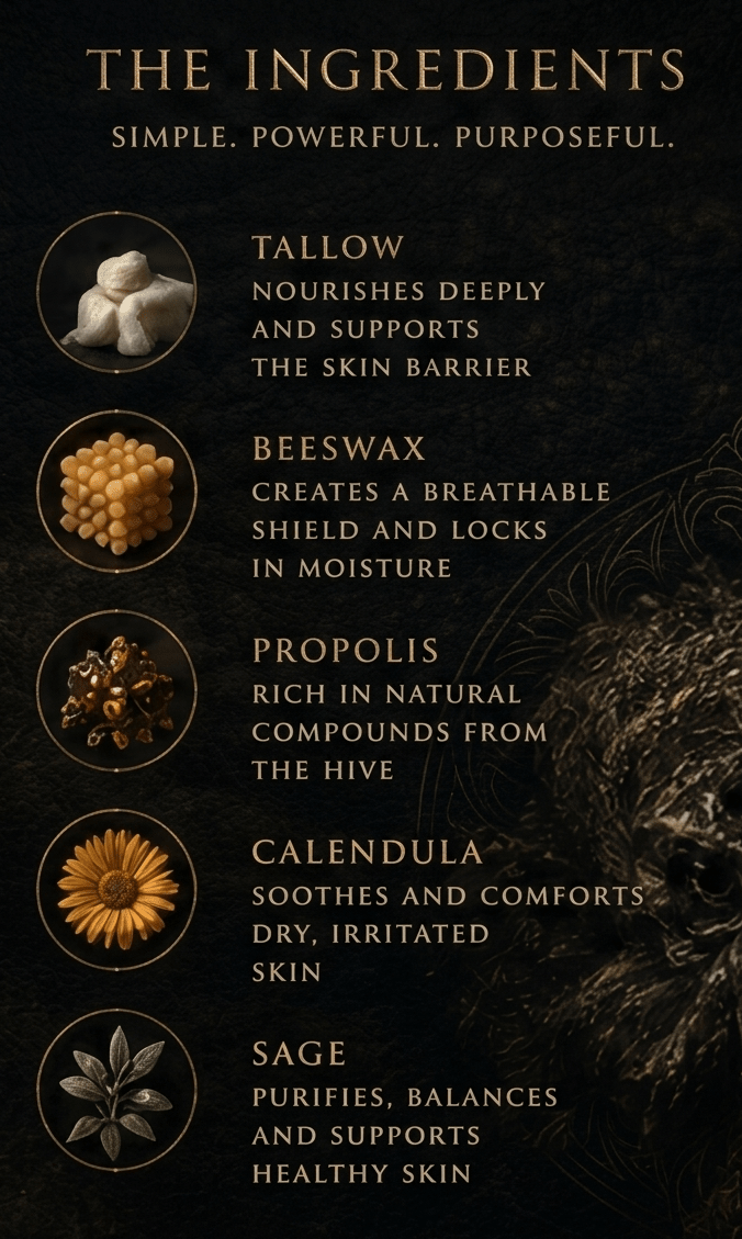 Idunn’s Touch – Grass-Fed Tallow Balm with Calendula, Sage & Propolis (30 g) - E I R H O L T